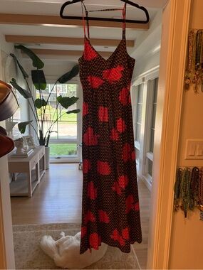 Maxi Slip Dress with pink floral Pattern